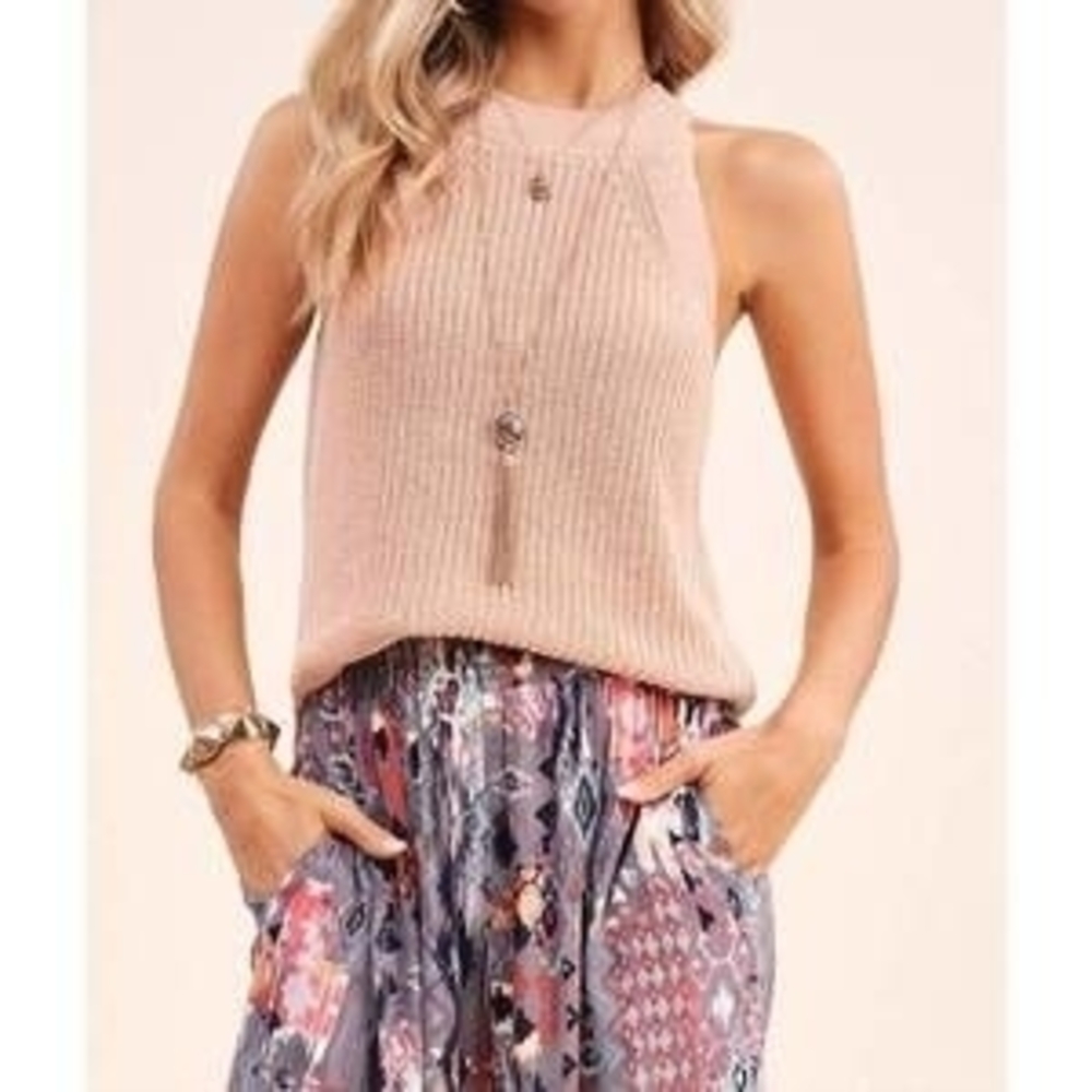LA MIEL Blush Sleeveless Knit Tank Top